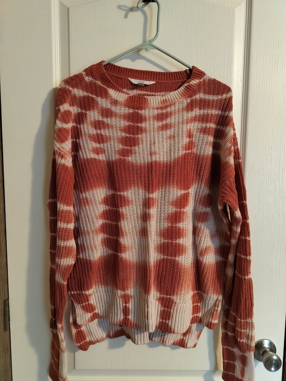 Time and Tru Rust and Cream Striped Knit Sweater - Size XL